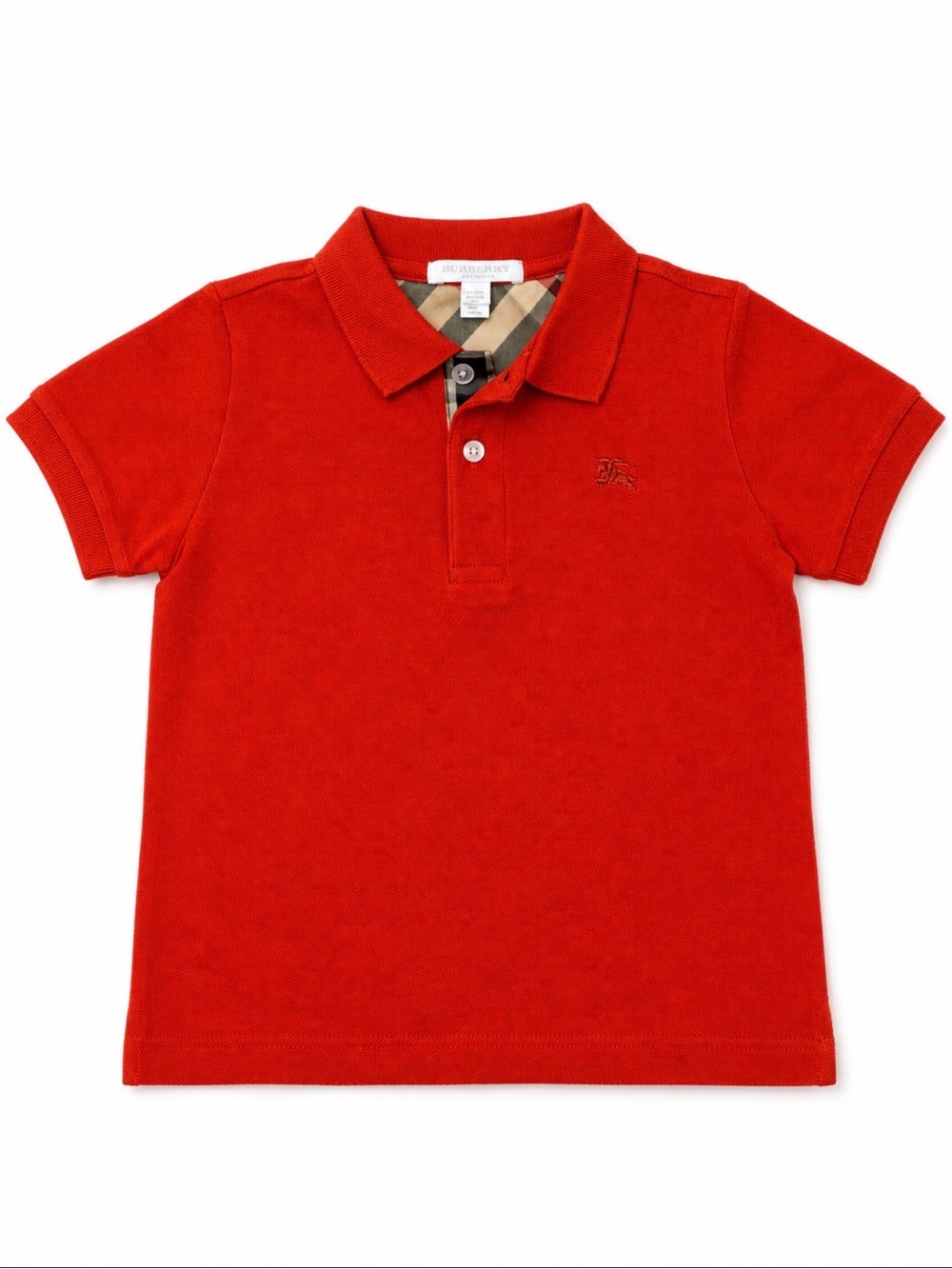 Burberry Red Boys' Polo with Signature Check Trim